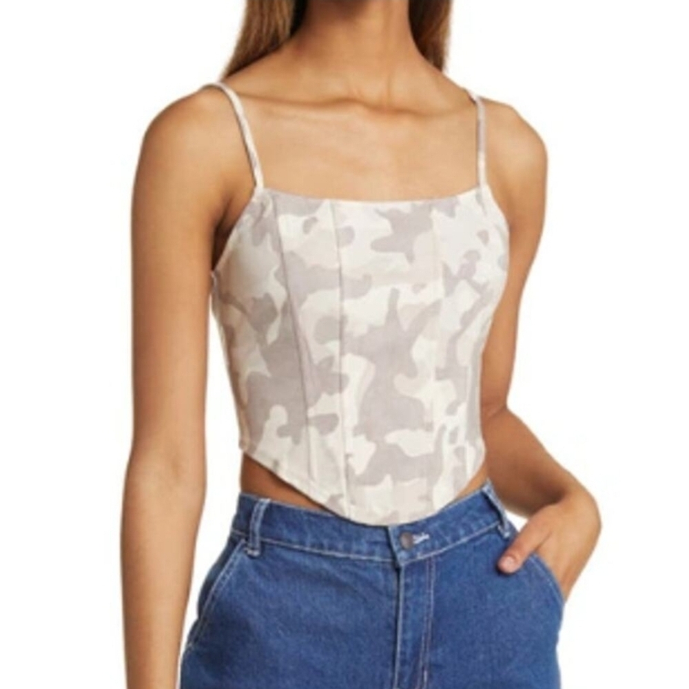 BP Camouflage Crop Top in Beige and Light Gray